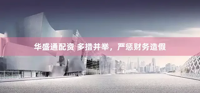 华盛通配资 多措并举，严惩财务造假